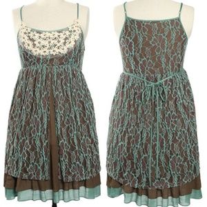 Plus Bohemian Floral Lace Ruffle Babydoll Dress